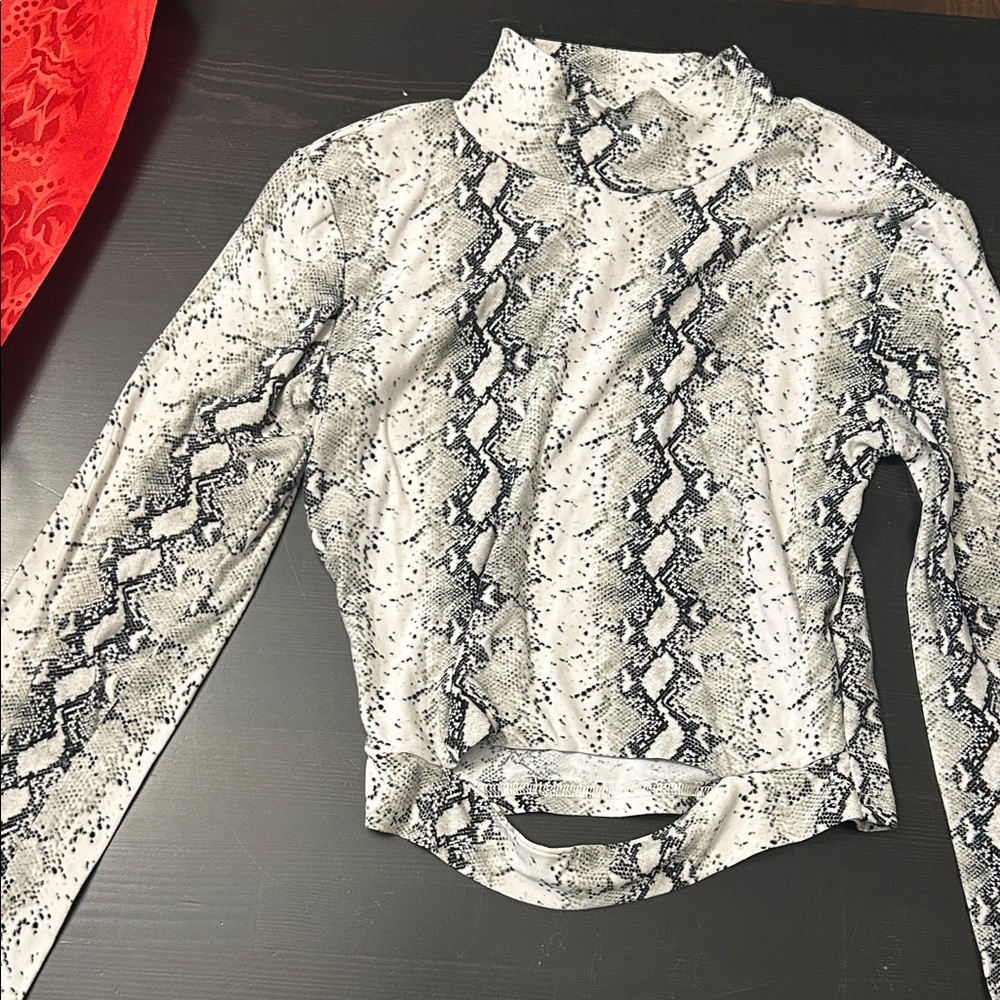 Snakeskin Print Long Sleeve Top